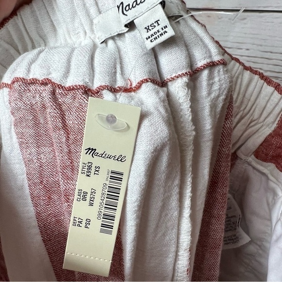 Nwt Madewell Huston Pull-On Crop Pants In Evelyn Stripe Linen Viscose Blend - Picture 7 of 7